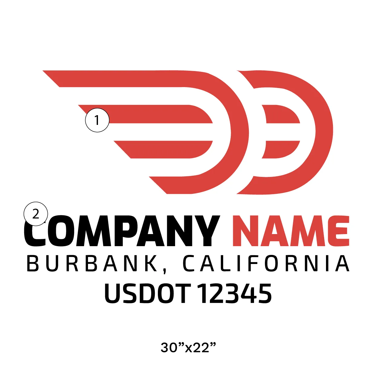 Company Name Truck Door Decal (USDOT), 2 Pack