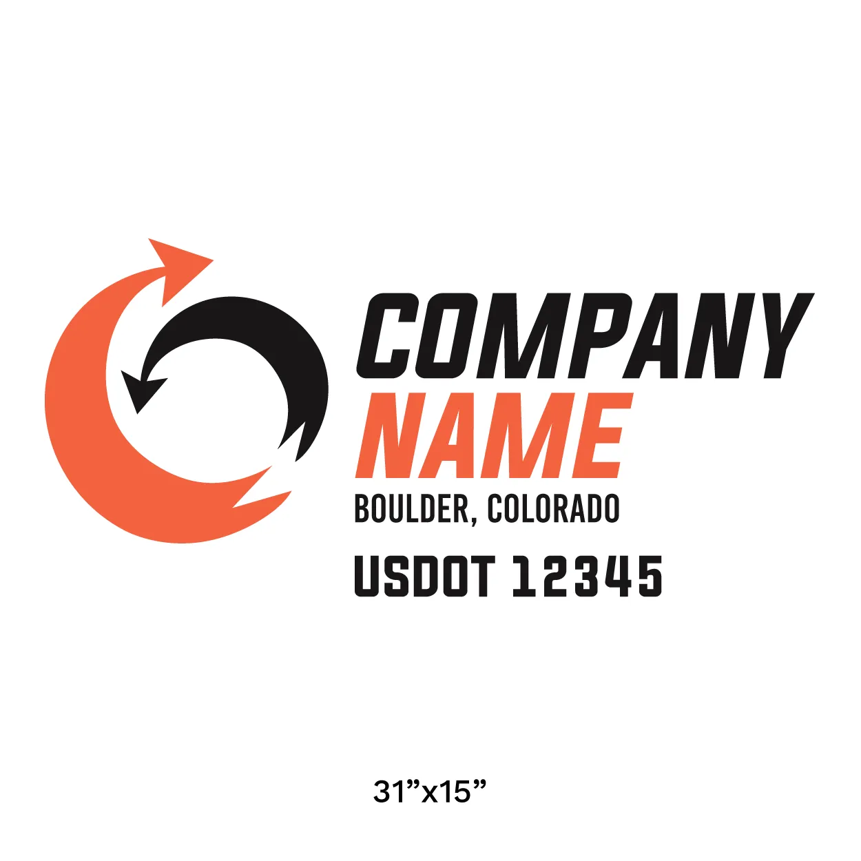 Company Name Truck Door Decal (USDOT), 2 Pack