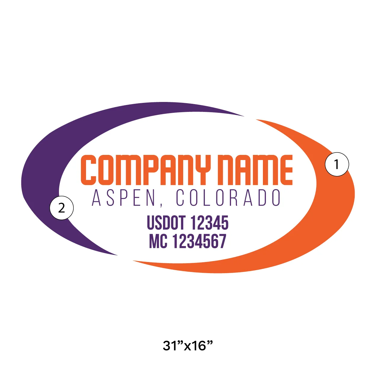 Company Name Truck Door Decal (USDOT), 2 Pack