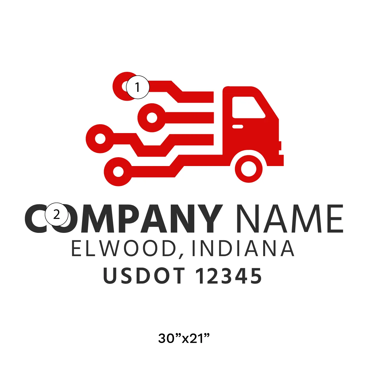 Company Name Truck Door Decal (USDOT), 2 Pack