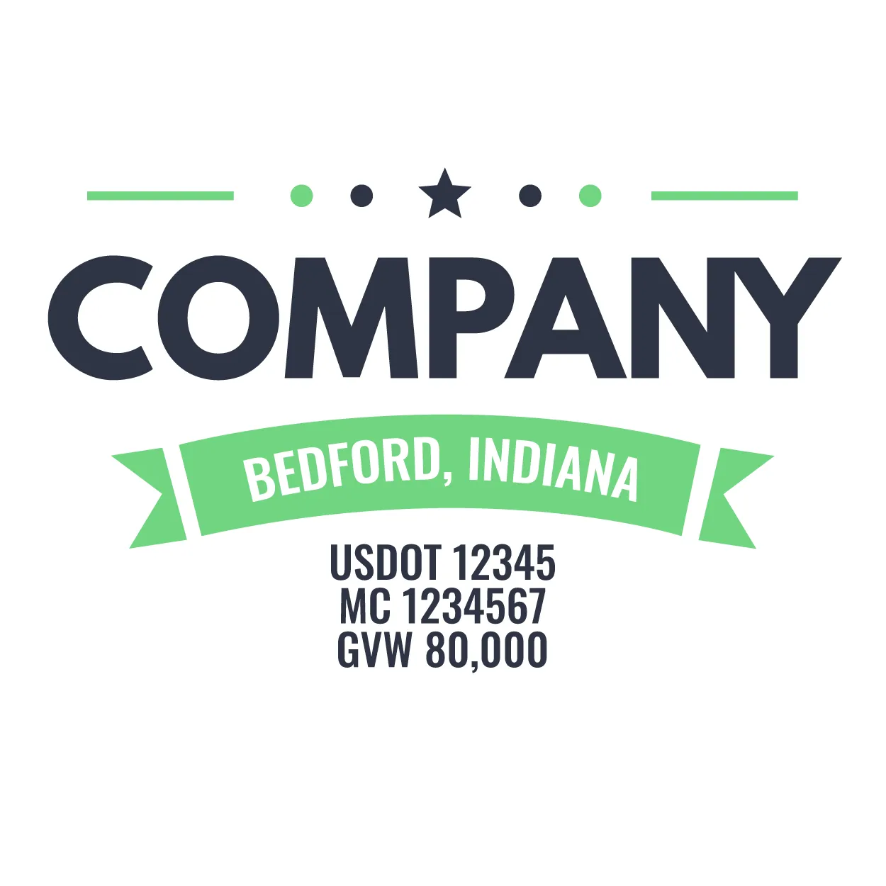 Company Name Truck Door Decal (USDOT), 2 Pack