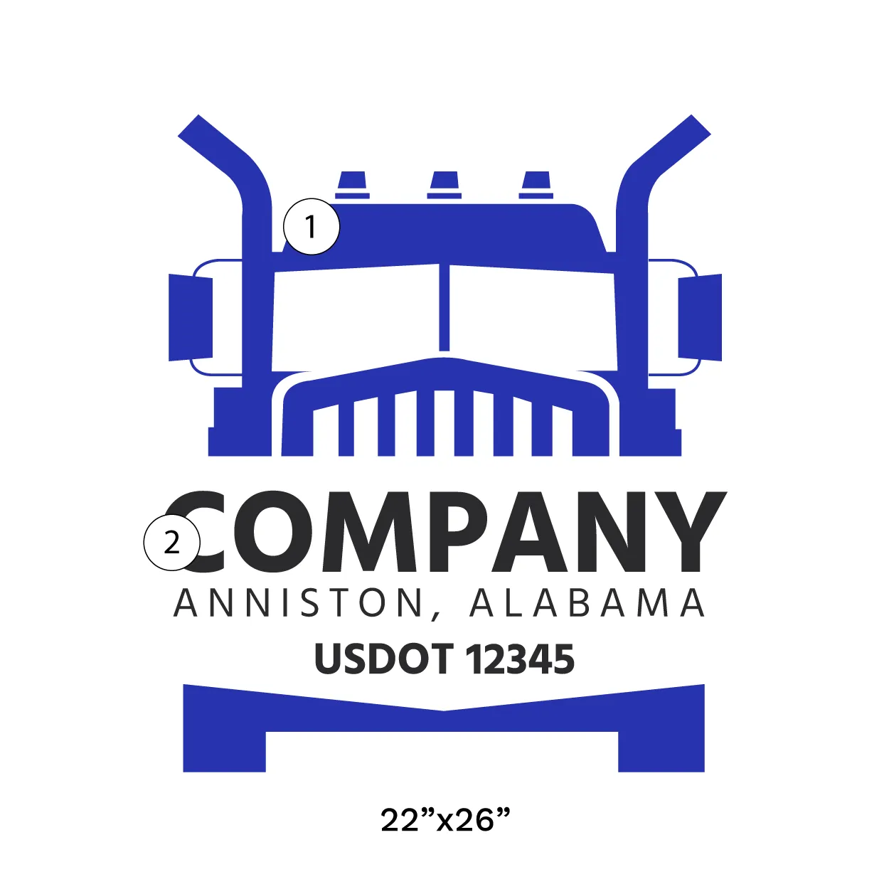 Company Name Truck Door Decal (USDOT), 2 Pack