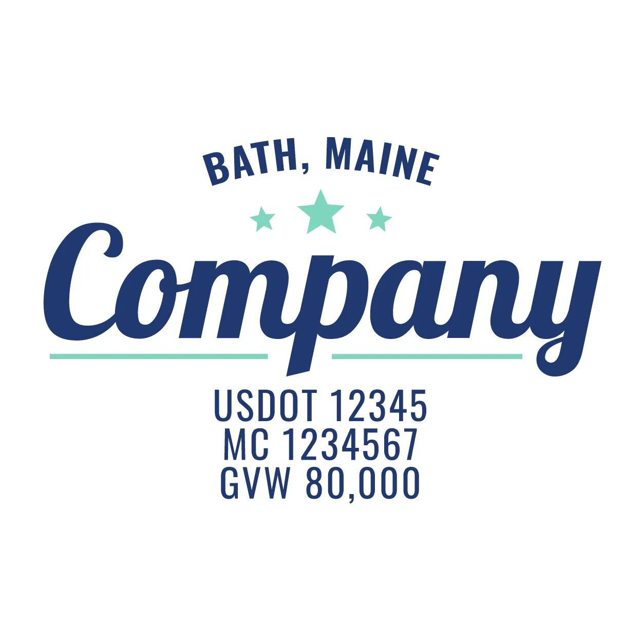 Company Name Truck Door Decal (USDOT), 2 Pack