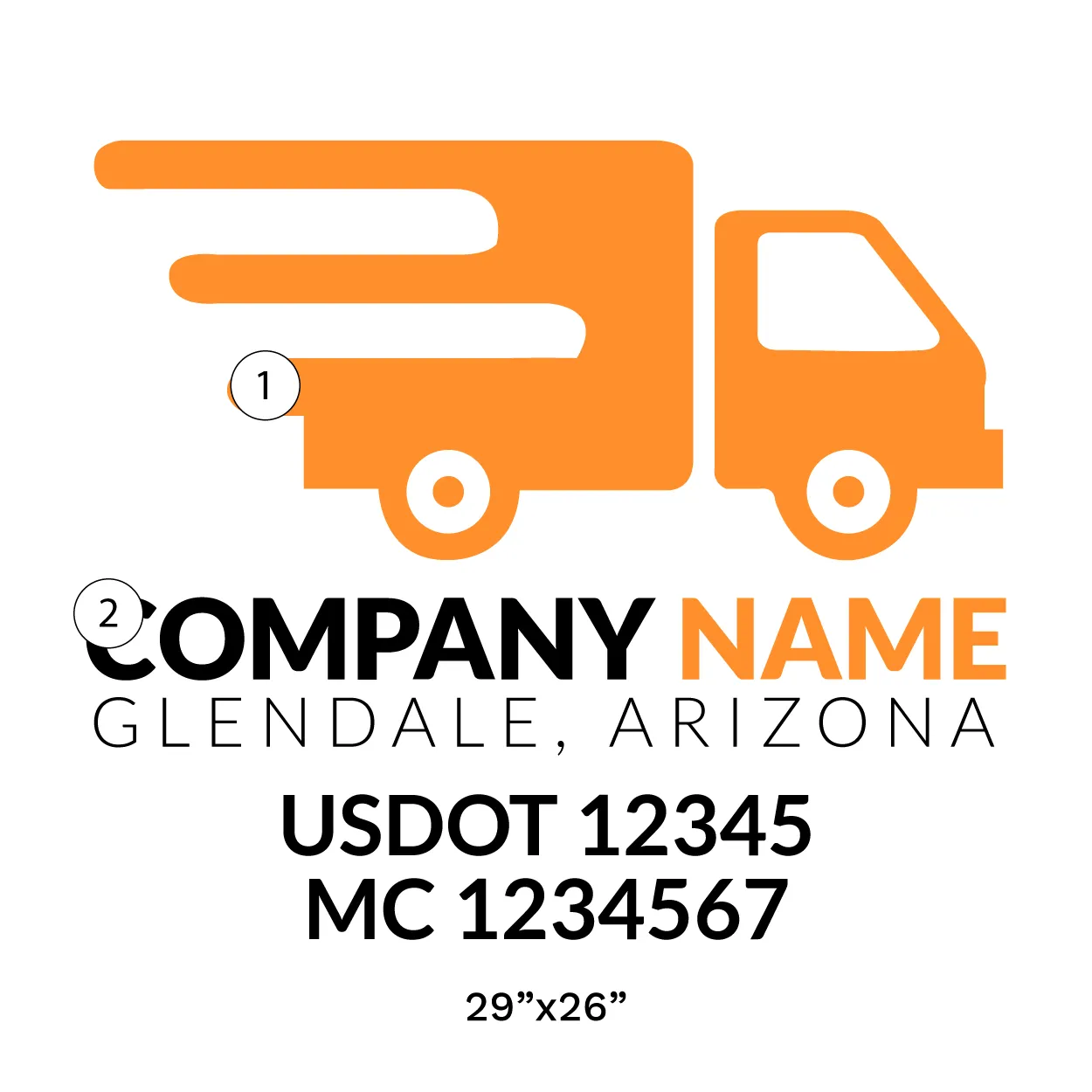 Company Name Truck Door Decal (USDOT), 2 Pack