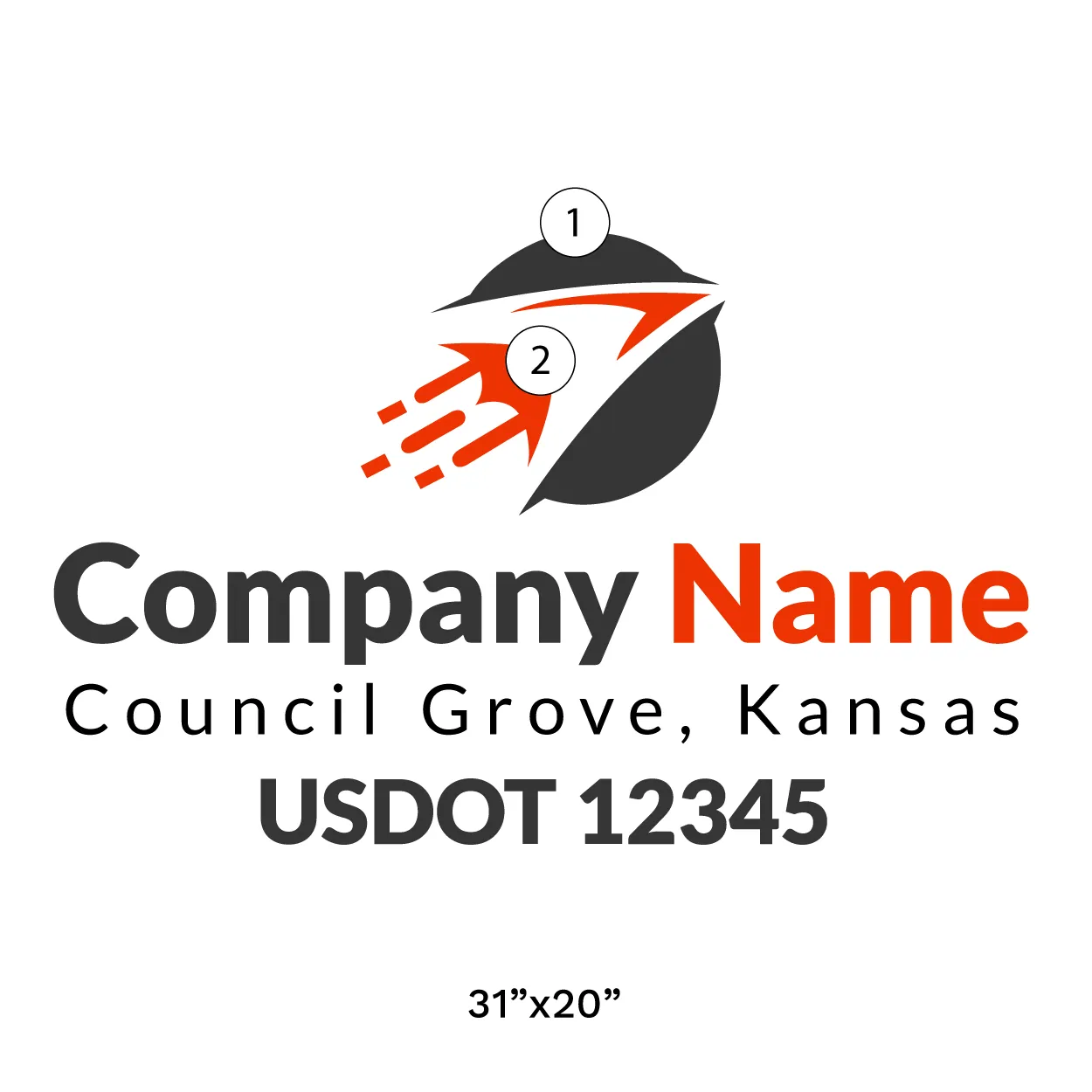 Company Name Truck Door Decal (USDOT), 2 Pack