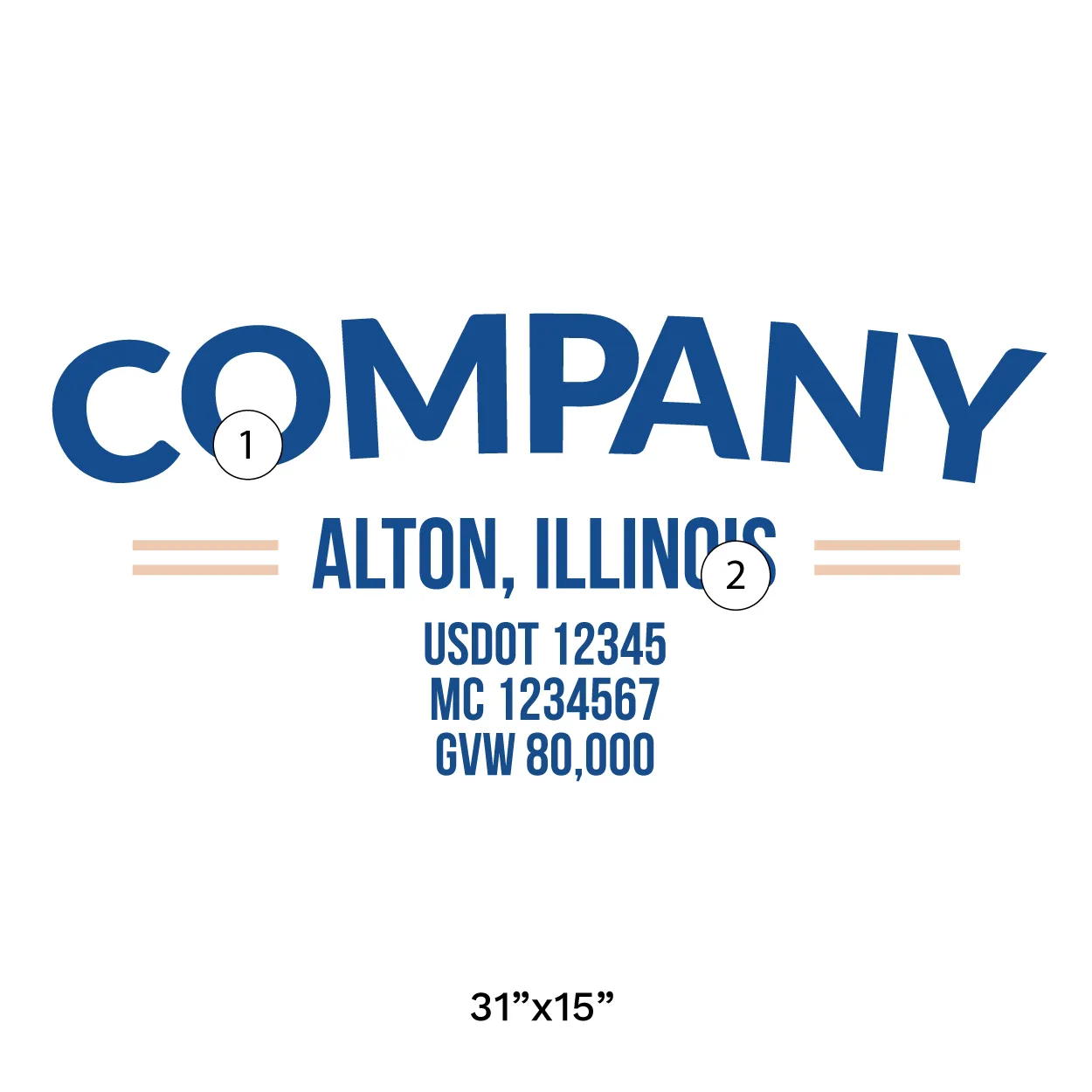 Company Name Truck Door Decal (USDOT), 2 Pack