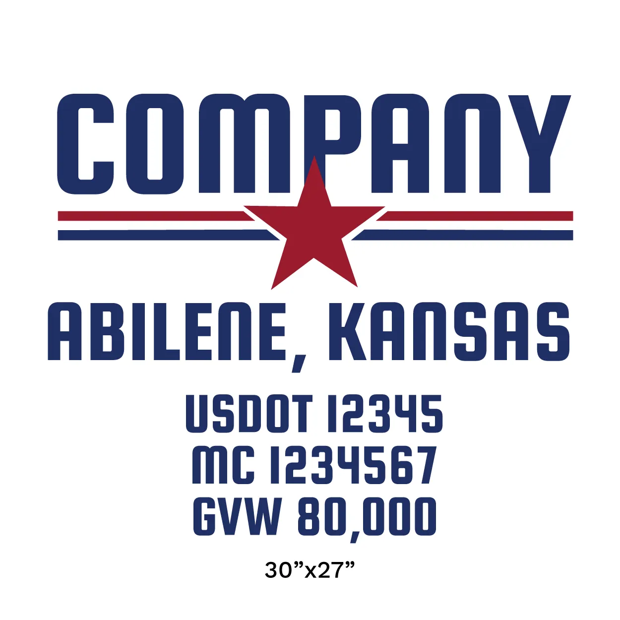Company Name Truck Door Decal (USDOT), 2 Pack