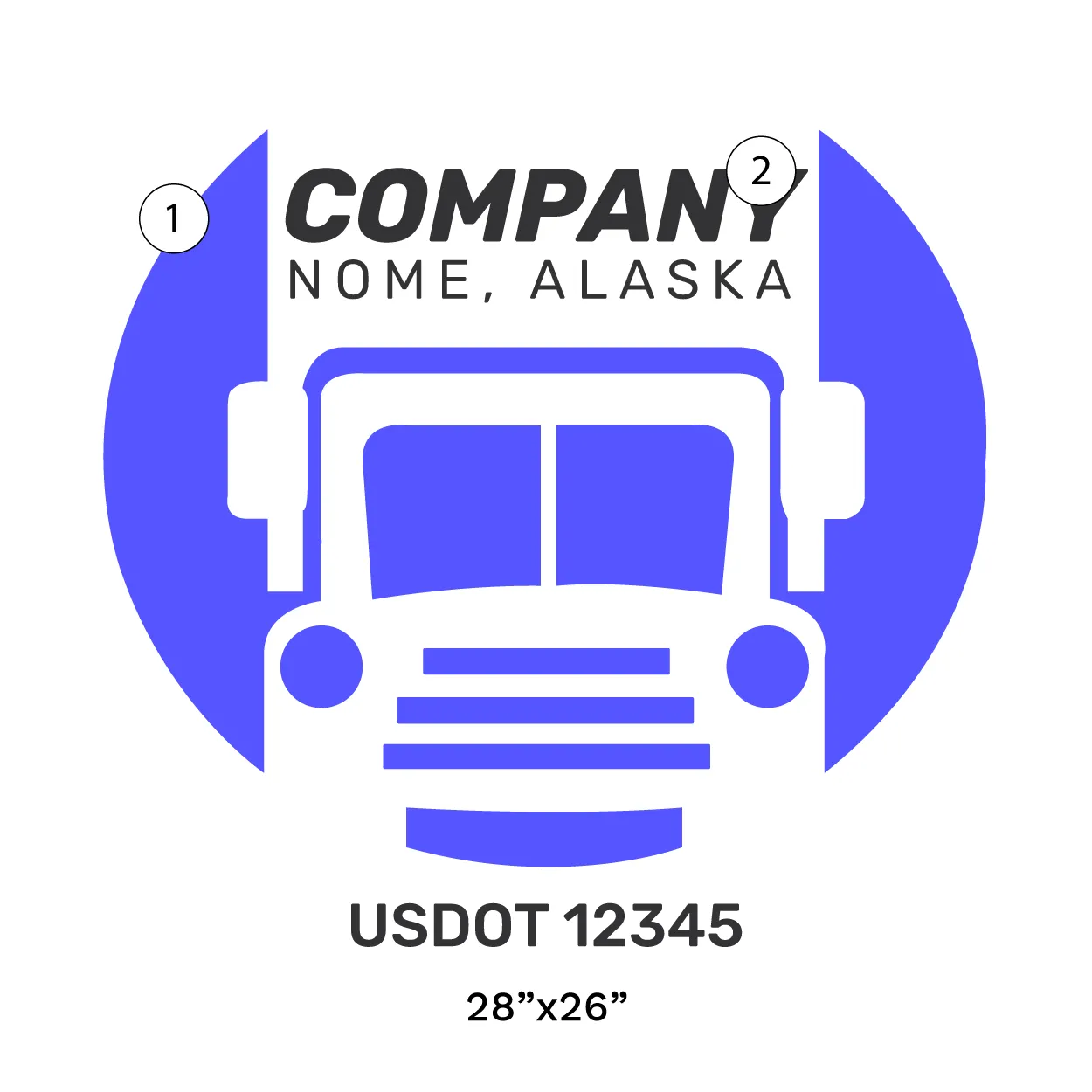 Company Name Truck Door Decal (USDOT), 2 Pack