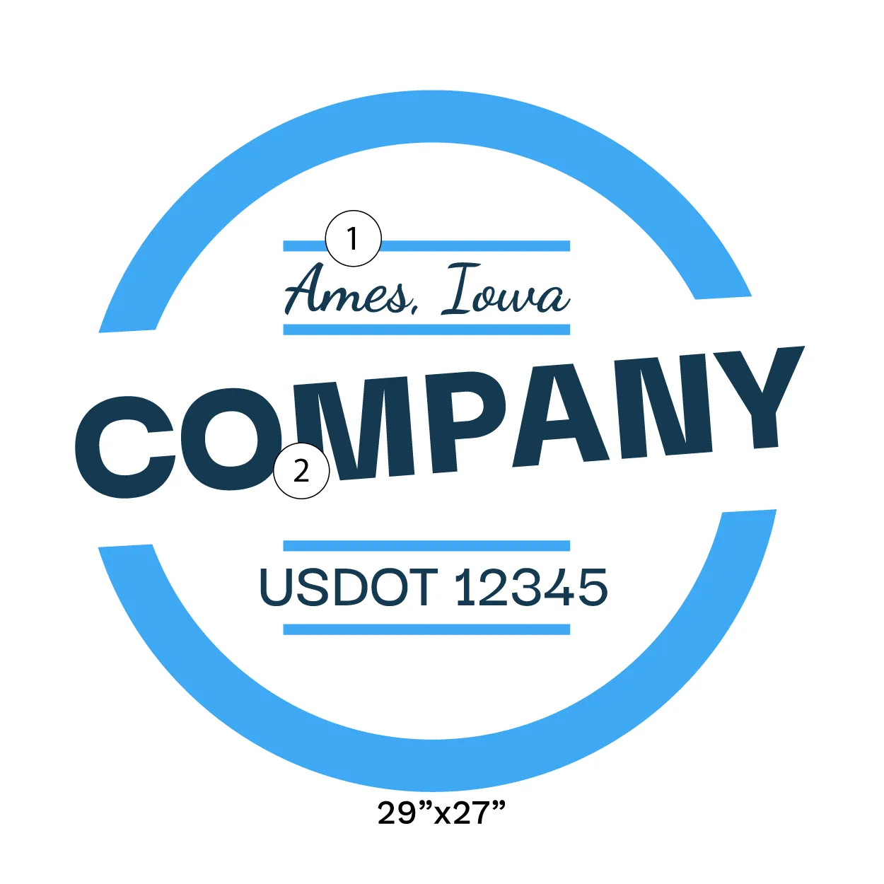 Company Name Truck Door Decal (USDOT), 2 Pack