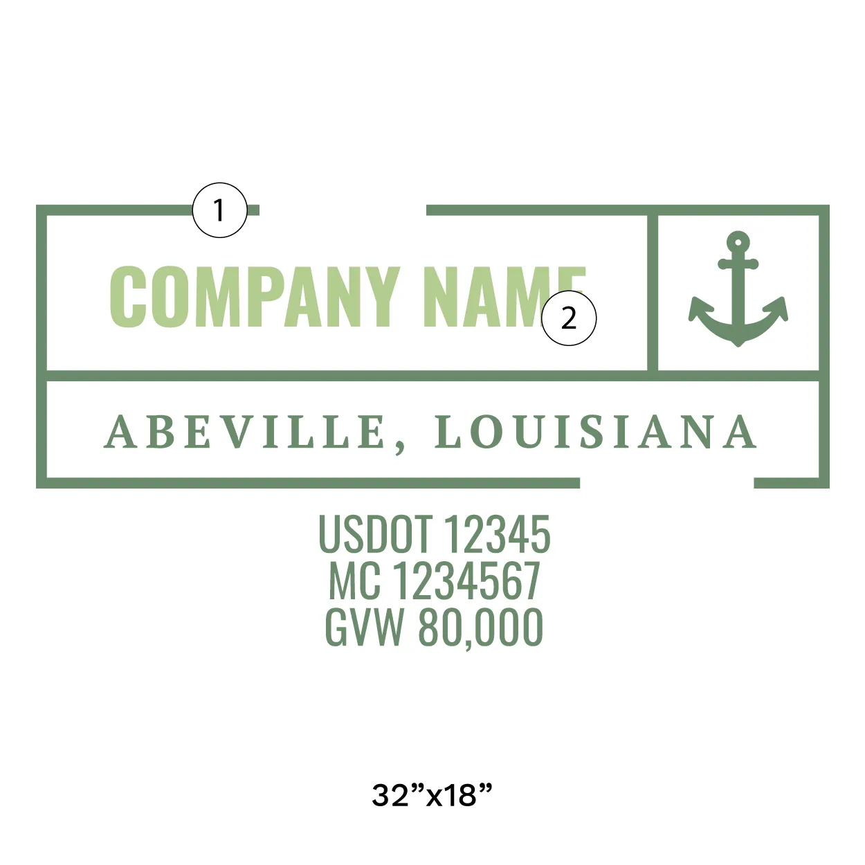 Company Name Truck Door Decal (USDOT), 2 Pack