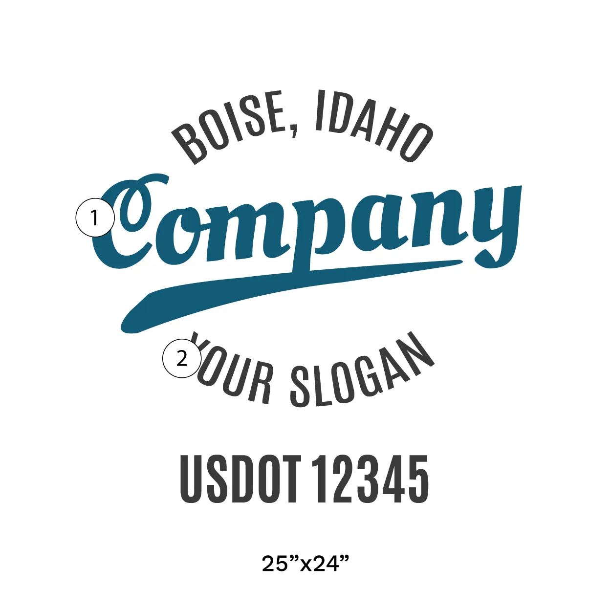 Company Name Truck Door Decal (USDOT), 2 Pack