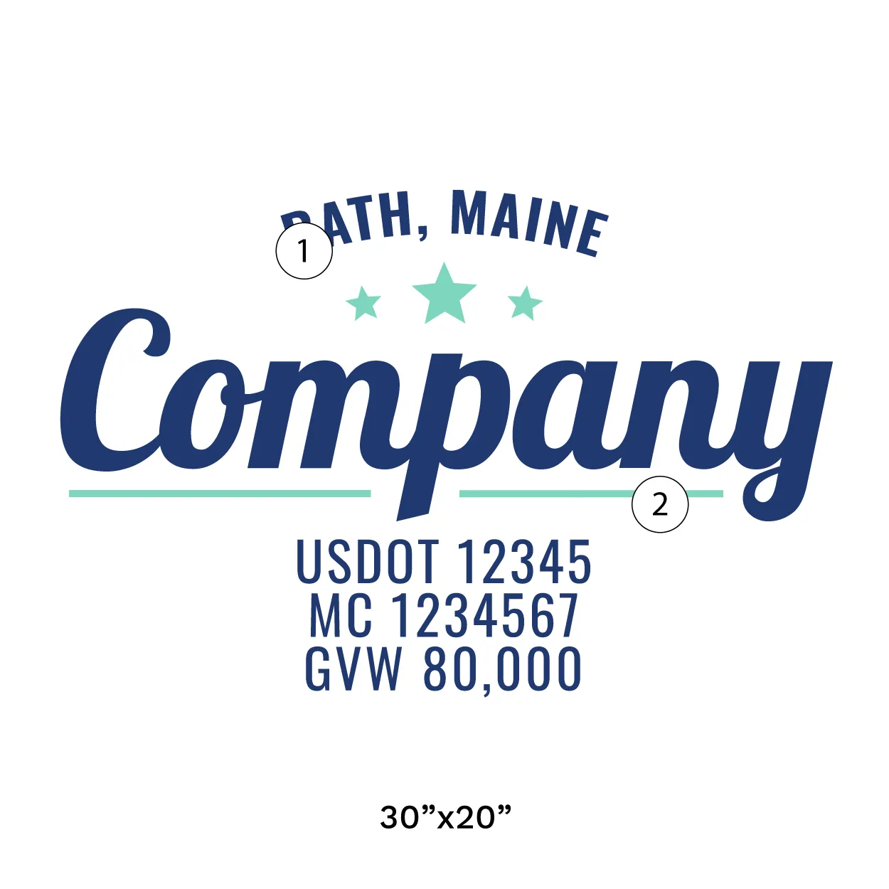 Company Name Truck Door Decal (USDOT), 2 Pack
