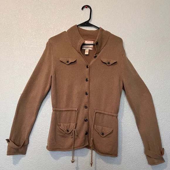 COPY - Banana Republic 100% CASHMERE Women's Tan Button-Up Jacket  cardigan