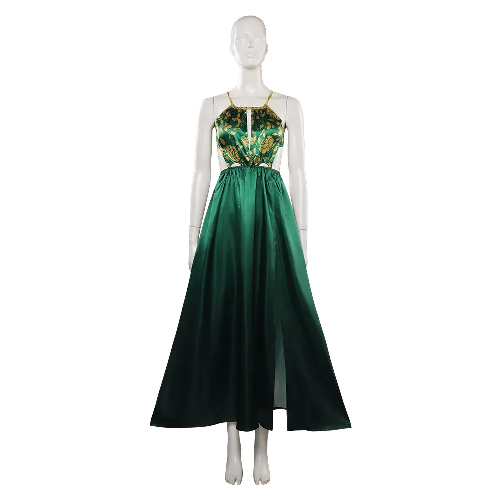 Cosplay Costume Outfits Halloween Carnival Party Suit Shrek-Fiona Waist Hollow A Line Spaghetti Strap Beach Dress Side Split Dress
