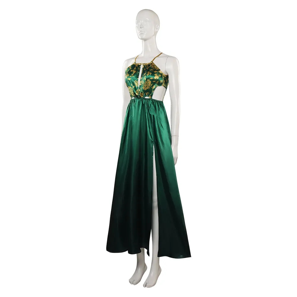 Cosplay Costume Outfits Halloween Carnival Party Suit Shrek-Fiona Waist Hollow A Line Spaghetti Strap Beach Dress Side Split Dress