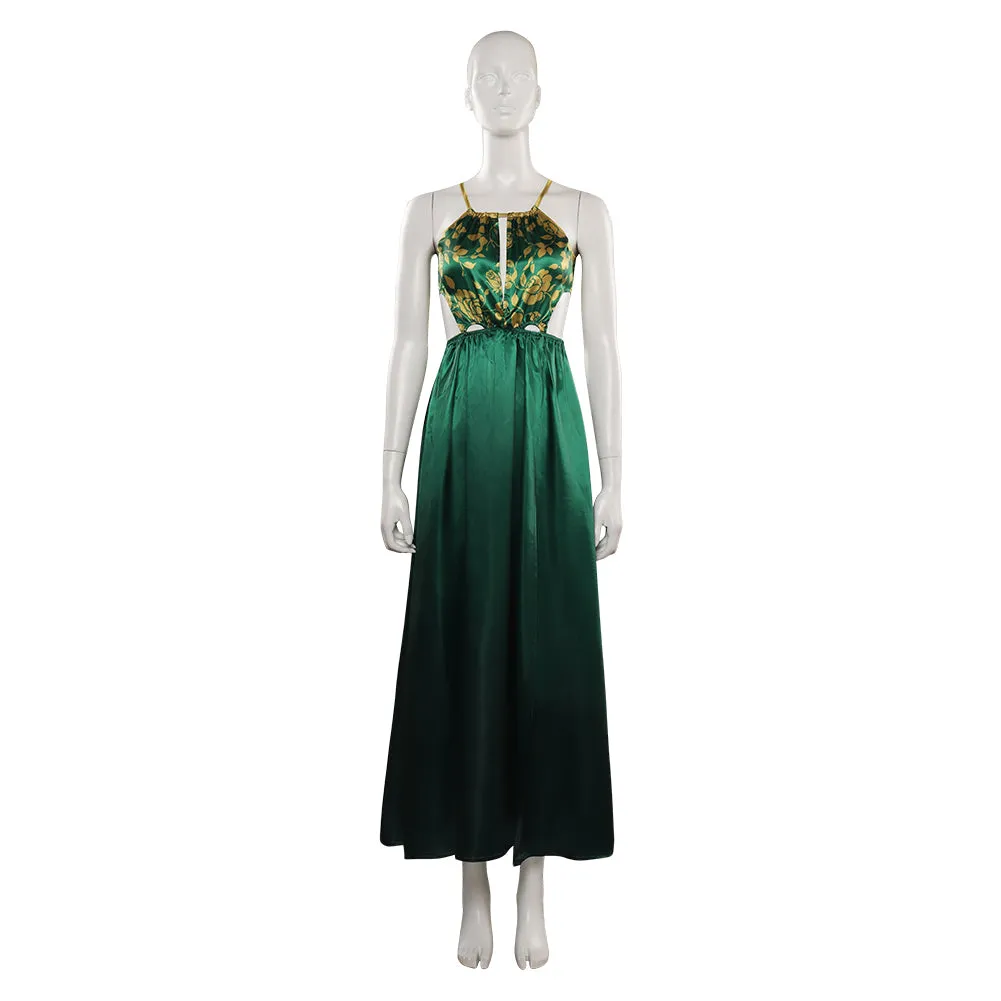 Cosplay Costume Outfits Halloween Carnival Party Suit Shrek-Fiona Waist Hollow A Line Spaghetti Strap Beach Dress Side Split Dress