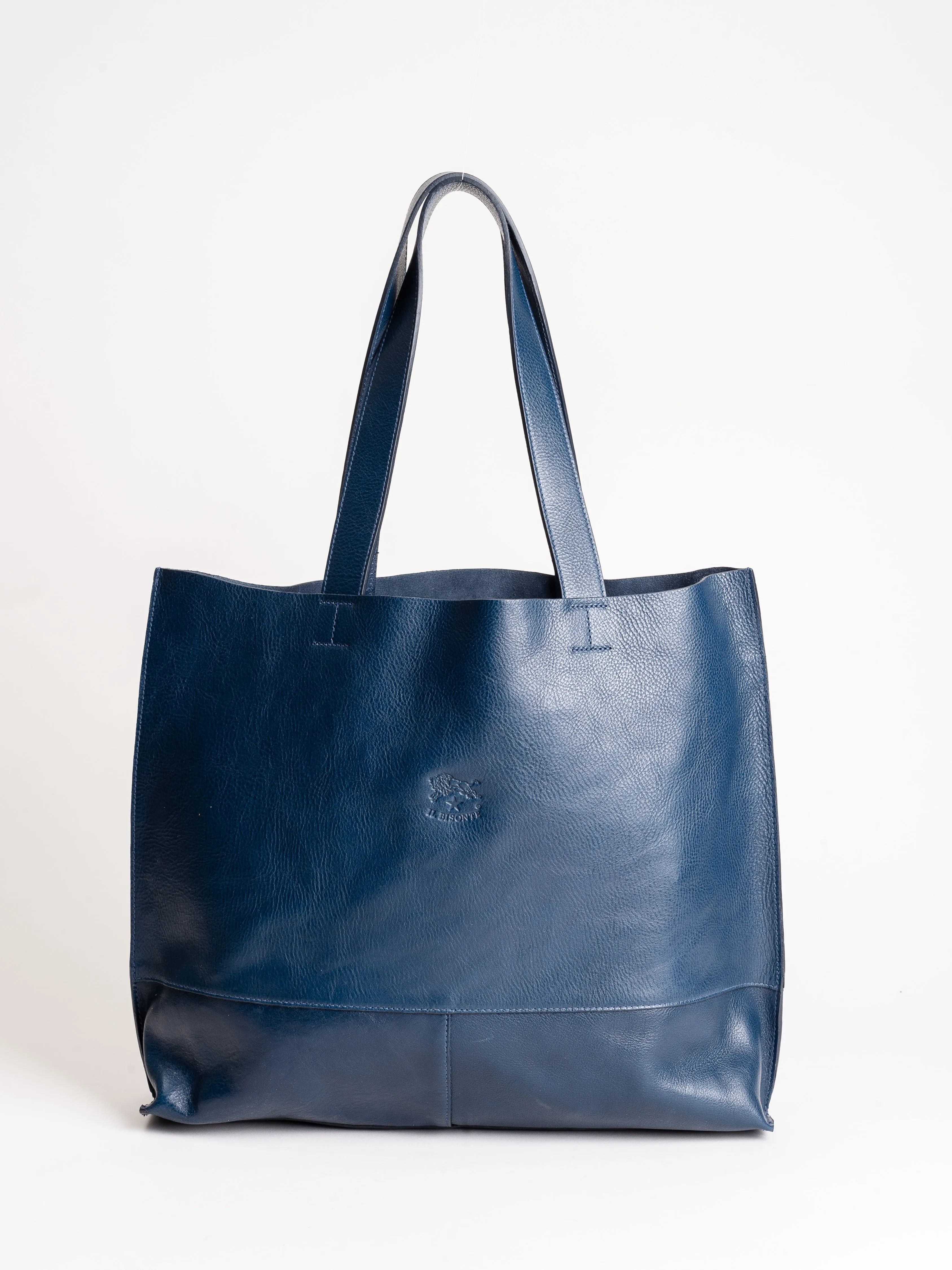 cowhide tote bag - blue