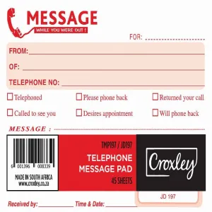 Croxley Telephone Message Pad JD197