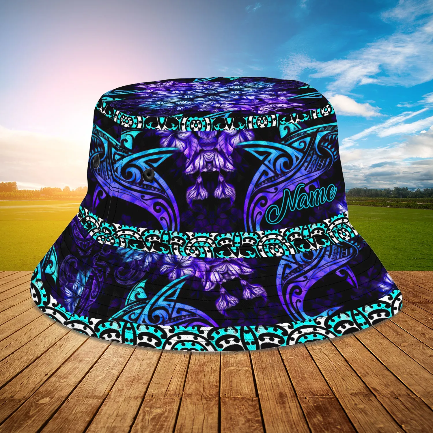 Custom Bucket Hat - Beautiful Shark Hibiscus Hawaii - Loop - Nt168 - Ct093