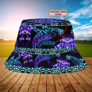Custom Bucket Hat - Beautiful Shark Hibiscus Hawaii - Loop - Nt168 - Ct093
