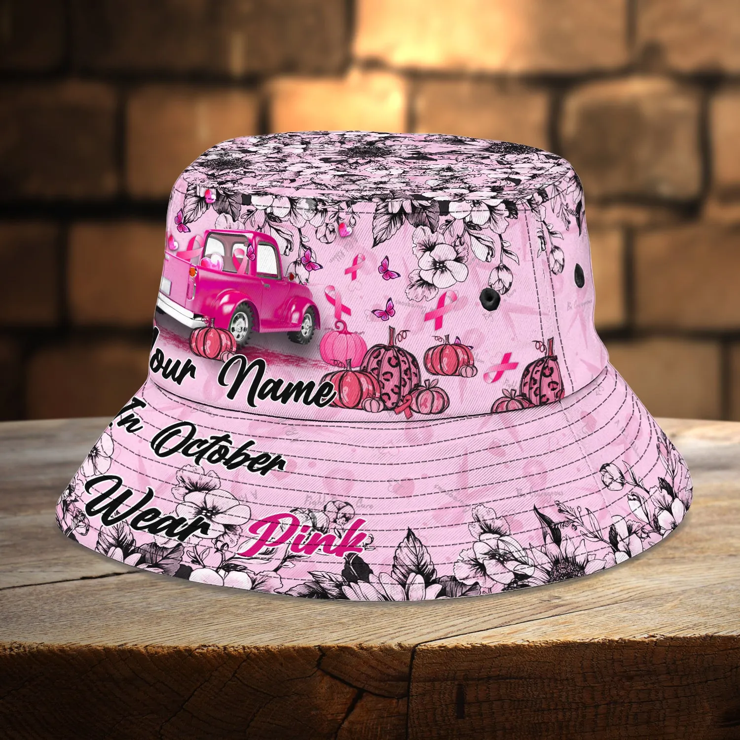 Custom Bucket Hat - Breast Cancer - HN95 - Light Pink Version