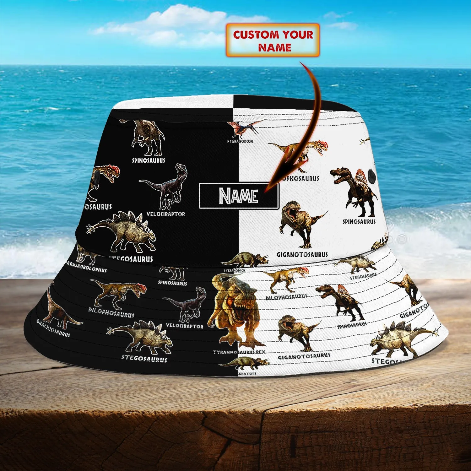 Custom Bucket Hat - Dinosaur - Hd98 42