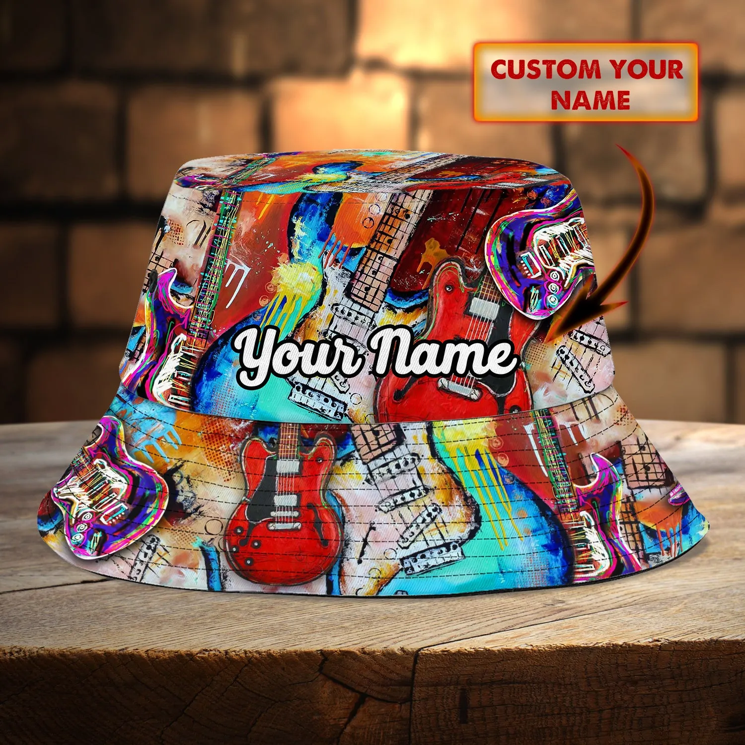 Custom Bucket Hat - Guitar - Loop - Hd98 127