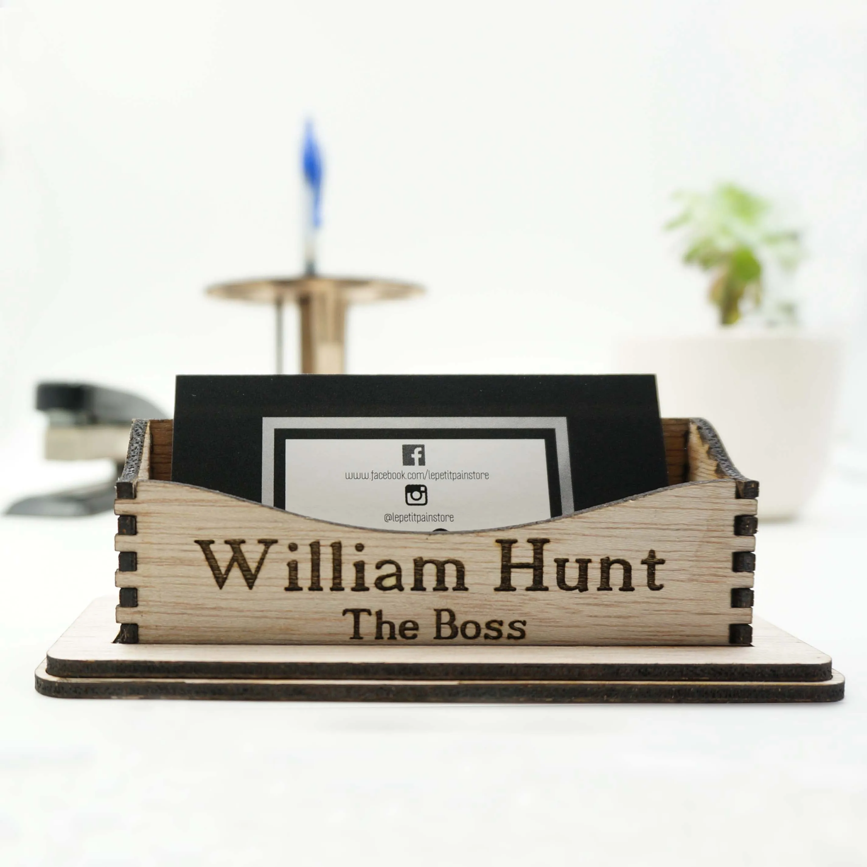 Custom Personalized Business Cards Holder Office Desk Organization Storage Supplies