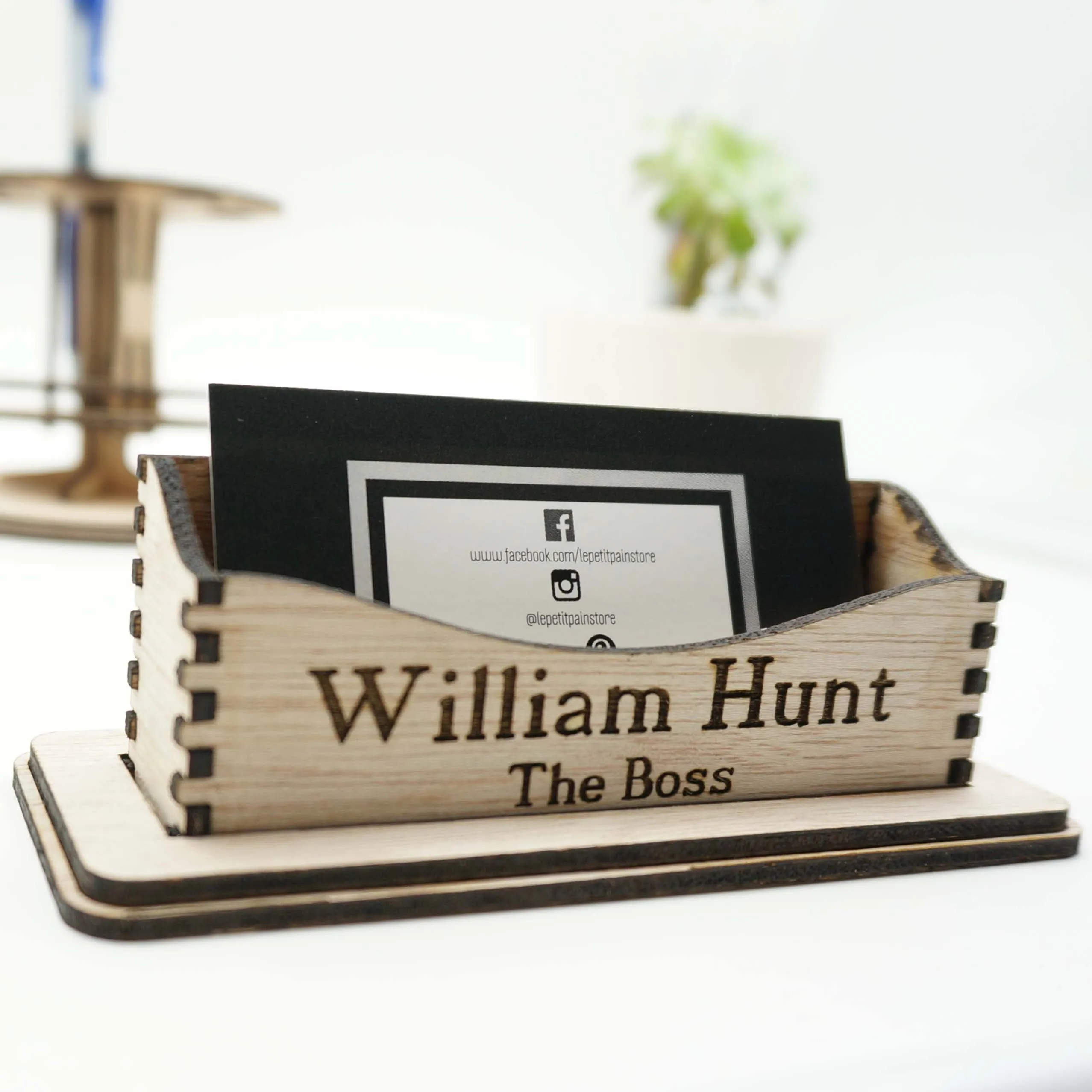Custom Personalized Business Cards Holder Office Desk Organization Storage Supplies