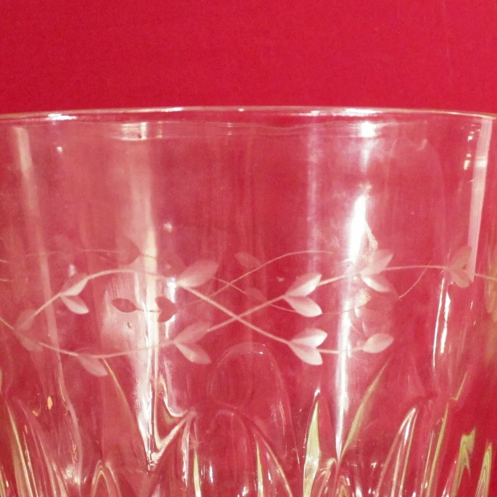 Cut Crystal Glass Ice Bucket W/Design