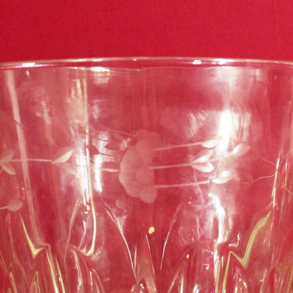 Cut Crystal Glass Ice Bucket W/Design