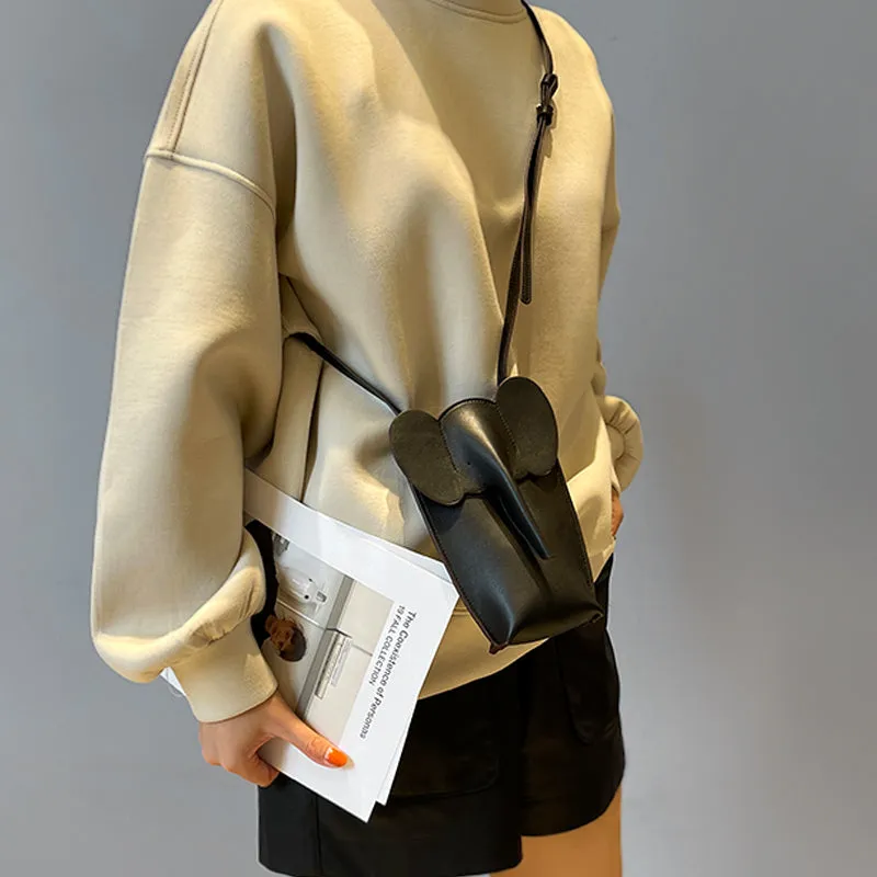 Cute Yellow Leather Elephant Shoulder Bag For Women Leather Mini Elephant Crossbody Bag