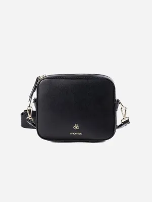 Dalila Apple Leather Vegan Crossbody Bag | Black