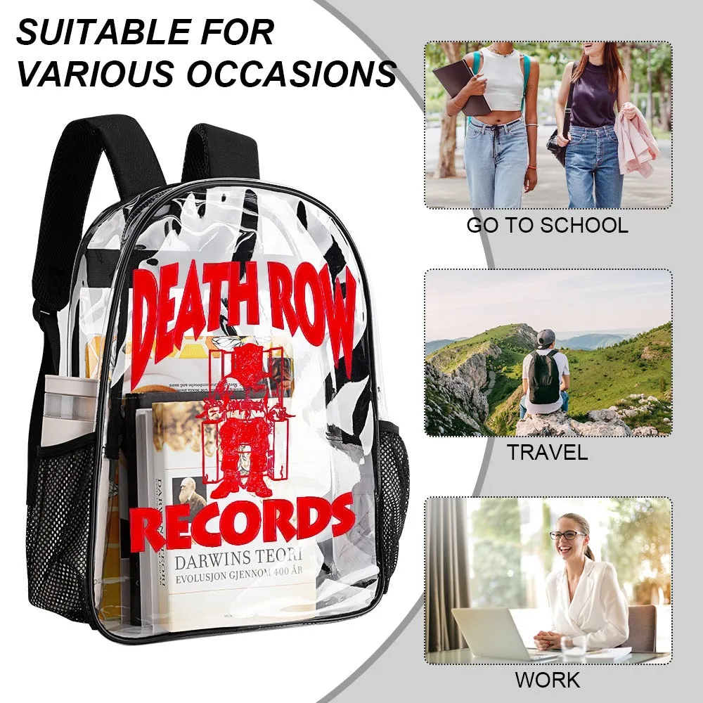 Death Row Records Red Logo Transparent Backpack 17 Inch