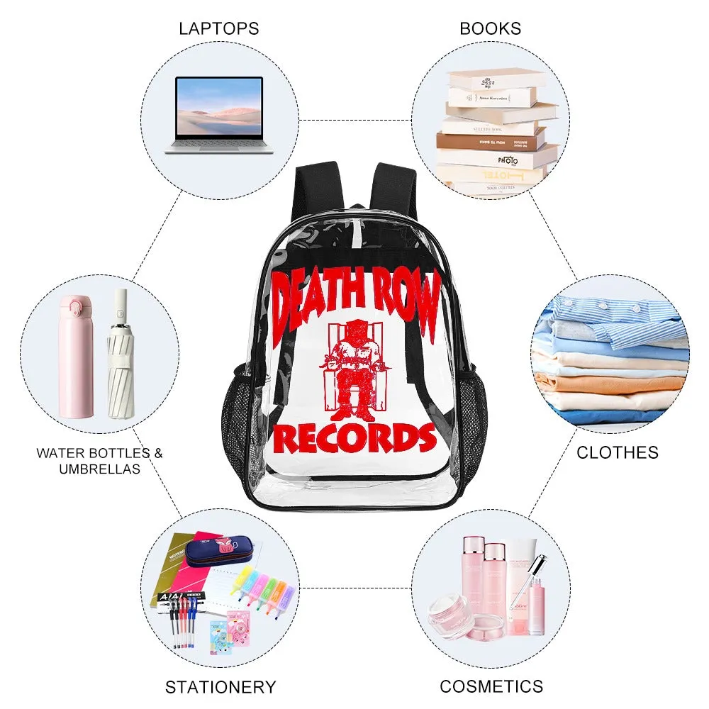 Death Row Records Red Logo Transparent Backpack 17 Inch