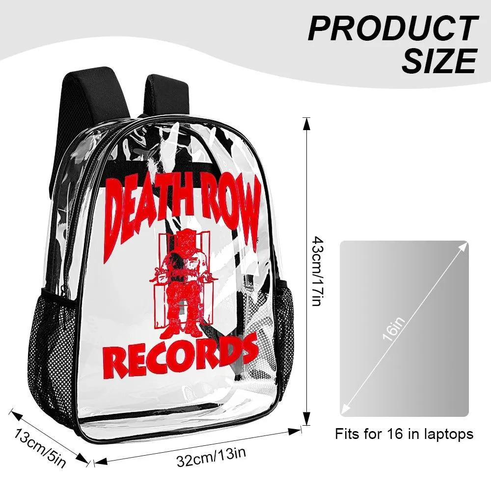 Death Row Records Red Logo Transparent Backpack 17 Inch