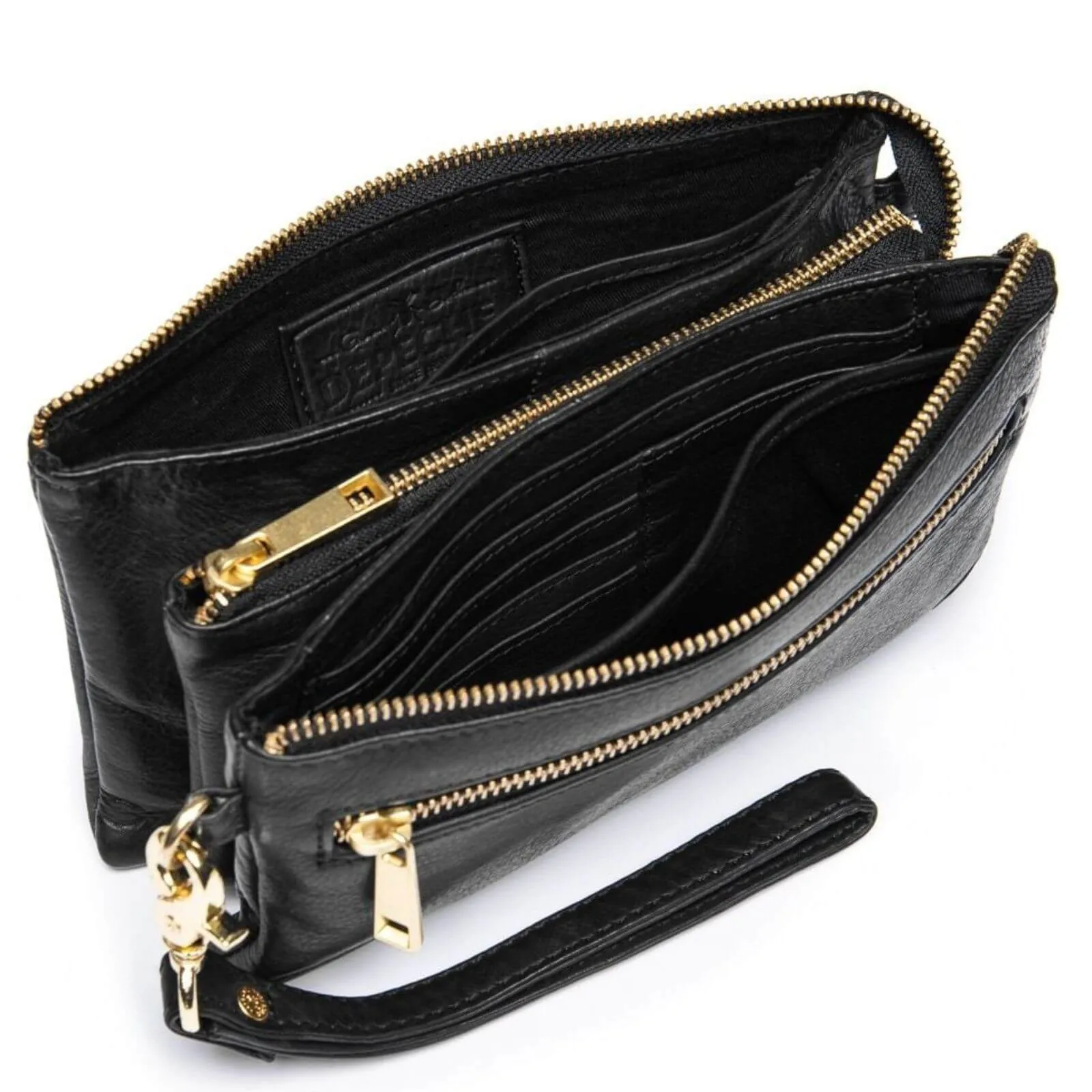 Depeche Black Leather Small Crossbody Bag /Clutch