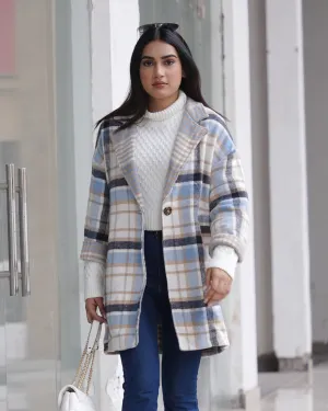 Designer Checked Print Coat