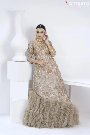 Designer Embroidered Silver Lehenga for Walima #BN856
