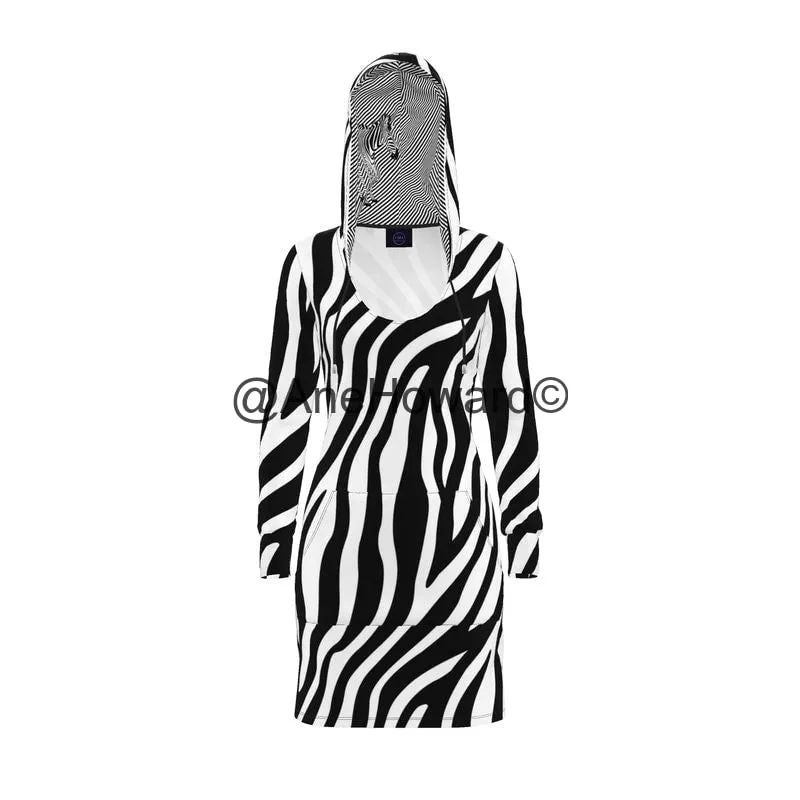 Designer Hoodie Dress Zebra
