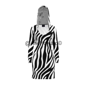 Designer Hoodie Dress Zebra