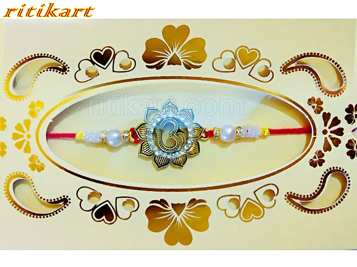 Designer Om Rakhi Golden Colour