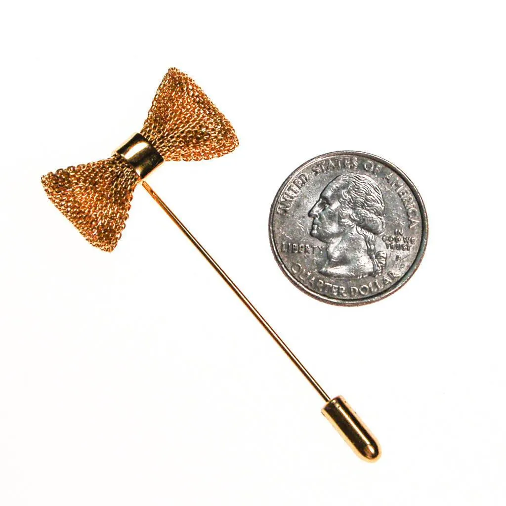 Diane von Furstenberg Gold Bow Stick Pin, Petite, Scatter Pin, DVF, Designer signed 1970 Jewelry