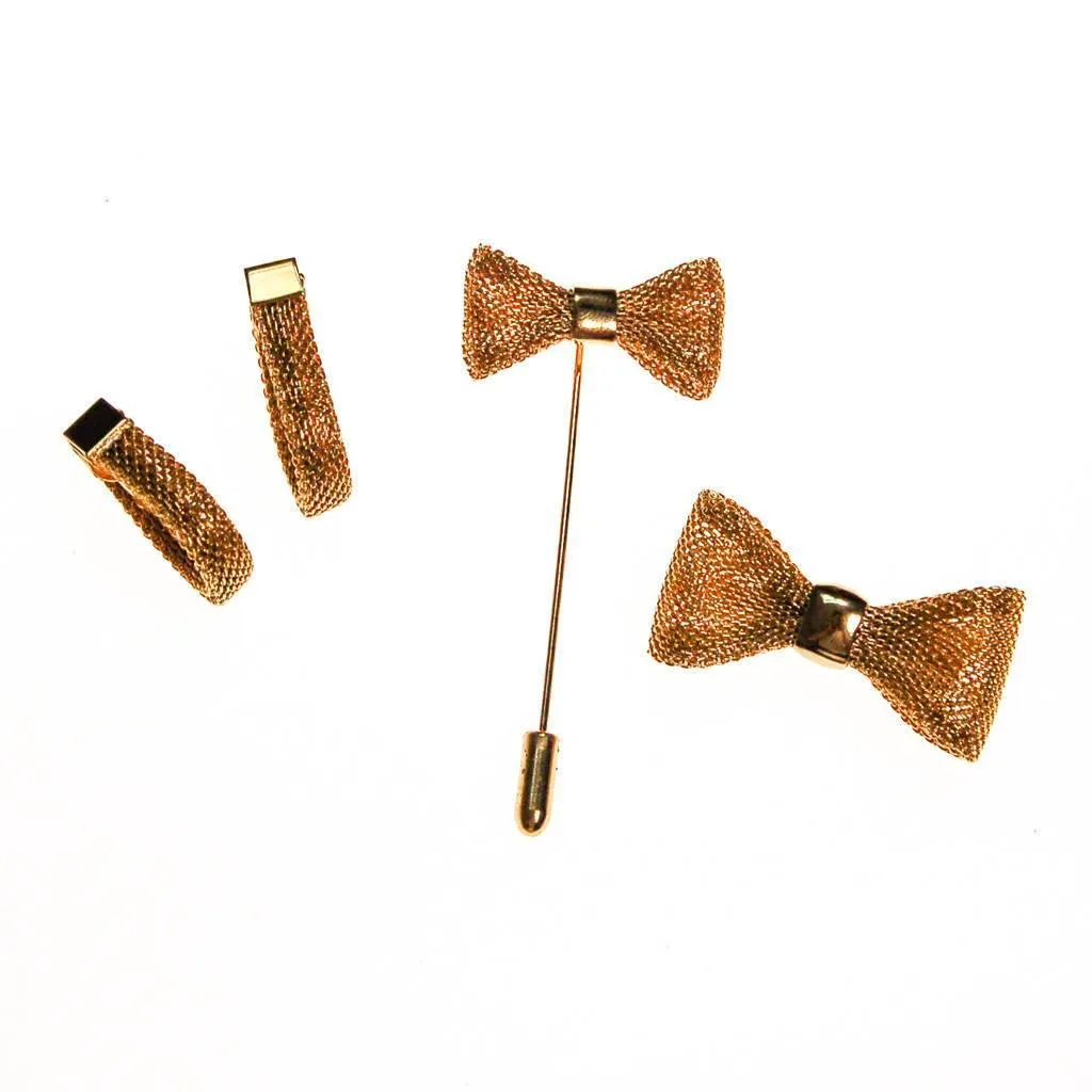 Diane von Furstenberg Gold Bow Stick Pin, Petite, Scatter Pin, DVF, Designer signed 1970 Jewelry