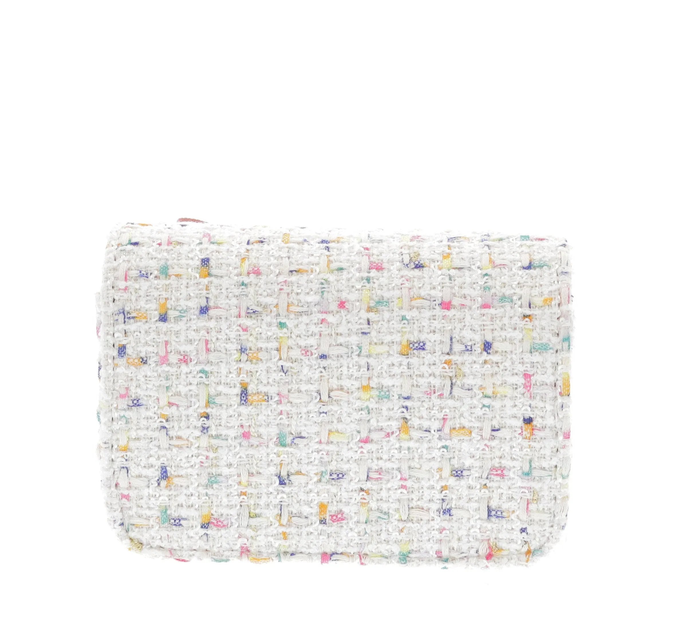 Doe A Dear White Boucle Bow Front Cross Body Handbag