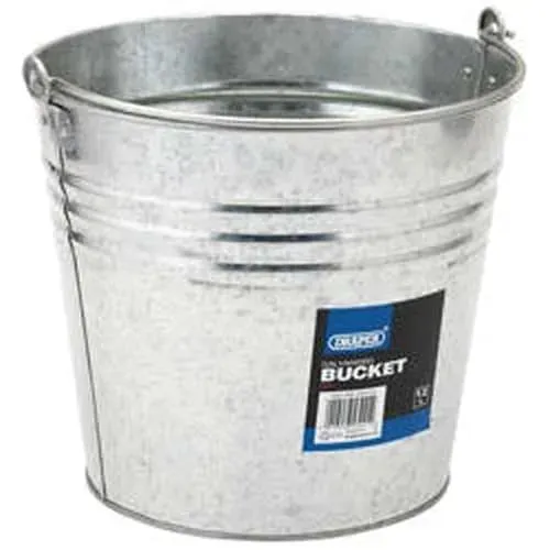 Draper Galvanised Steel Bucket, 12L Dr-53241