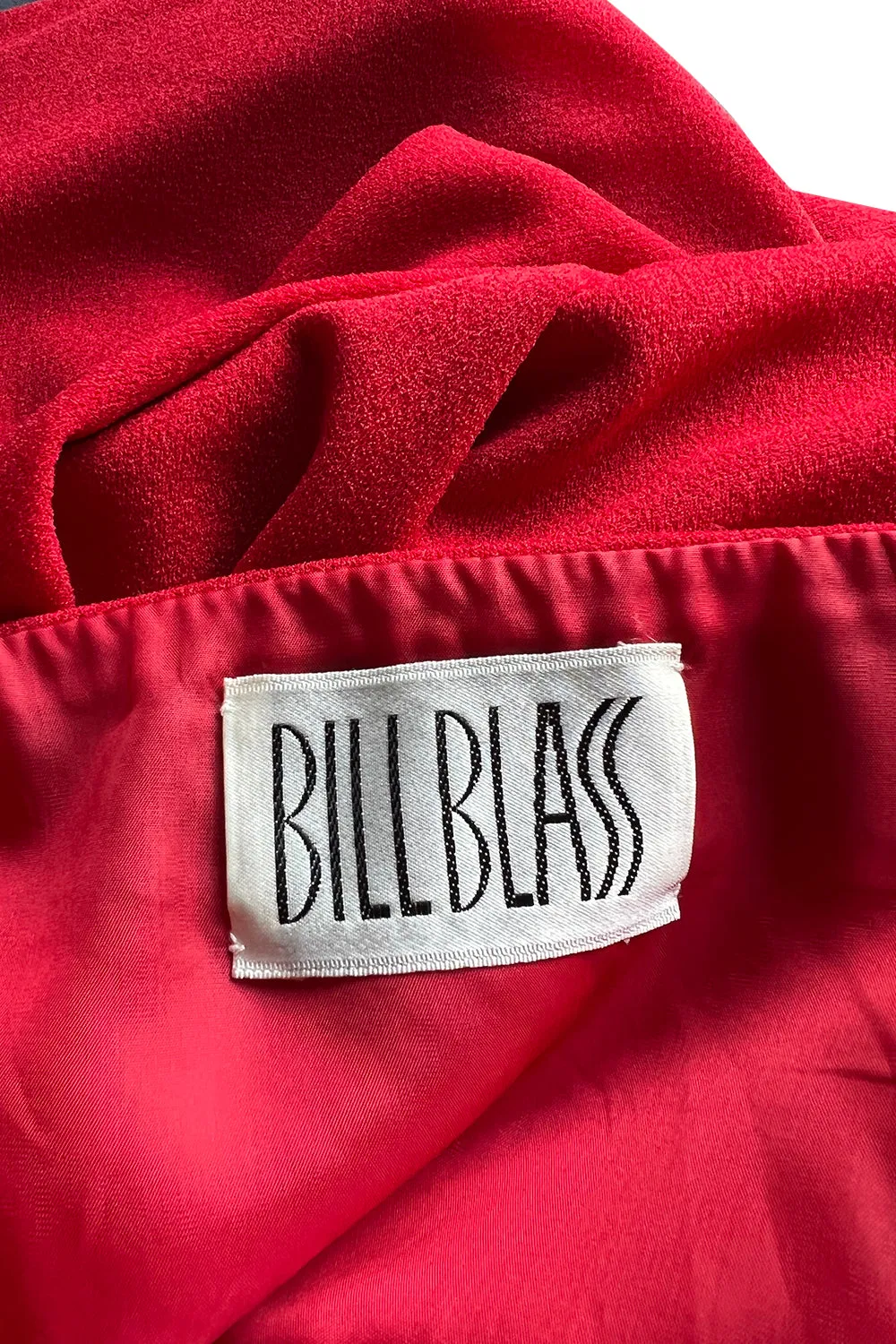 Easy to Wear Fall 1994 Bill Blass Red Silk Crepe Gathered Front Halter Dress