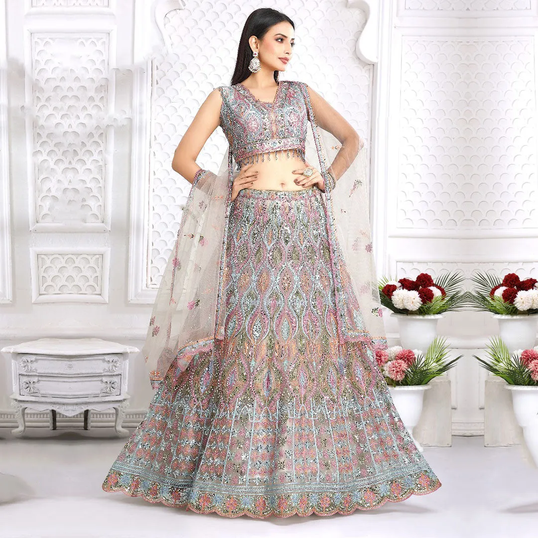 Elegance Pink  Blush Blossom  Designer Lehenga