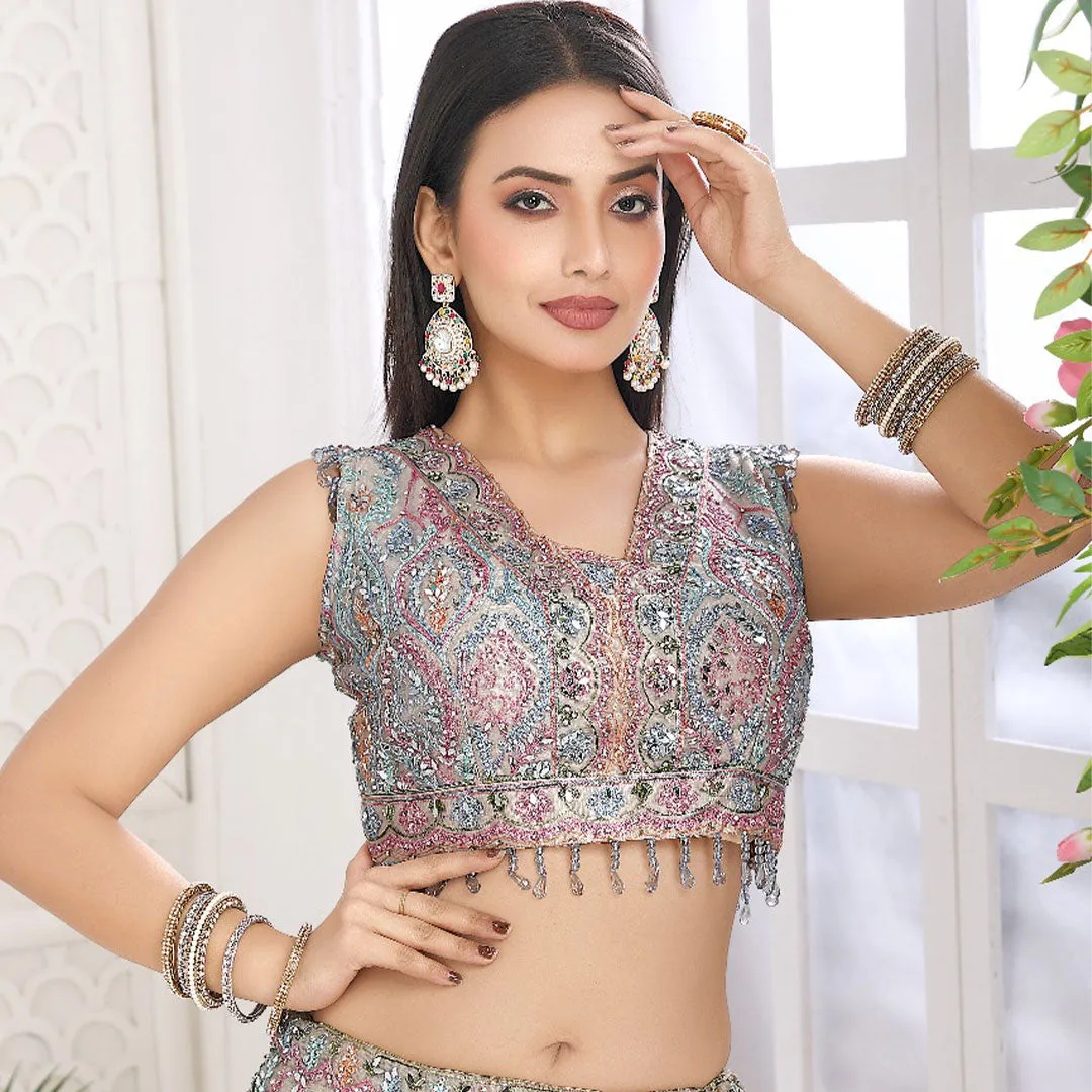Elegance Pink  Blush Blossom  Designer Lehenga