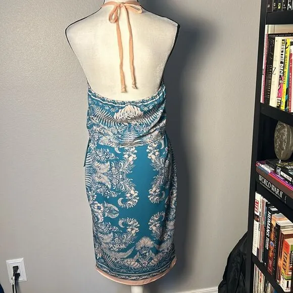 Eva Franco Botanical Skirt Set in Teal/Pink sz 4